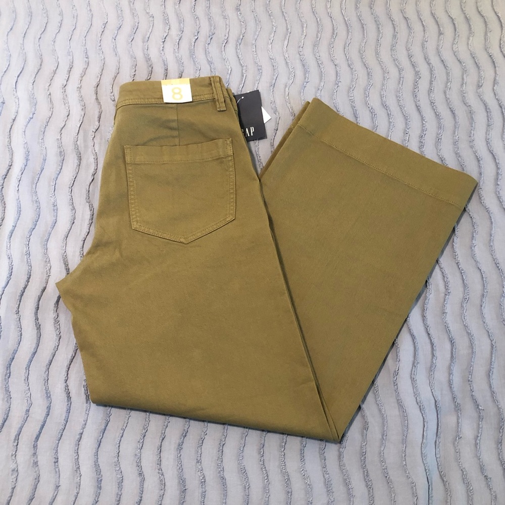 Gap Wide Leg High Rise Jeans - Olive/Army Green - Size 8